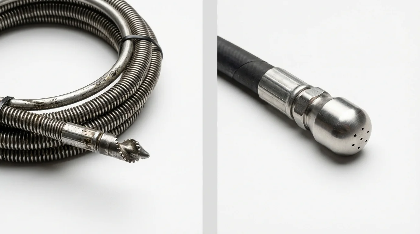 Drain snake cable and hydro jetting nozzle used for drain cleaning in Clarkdale, AZ