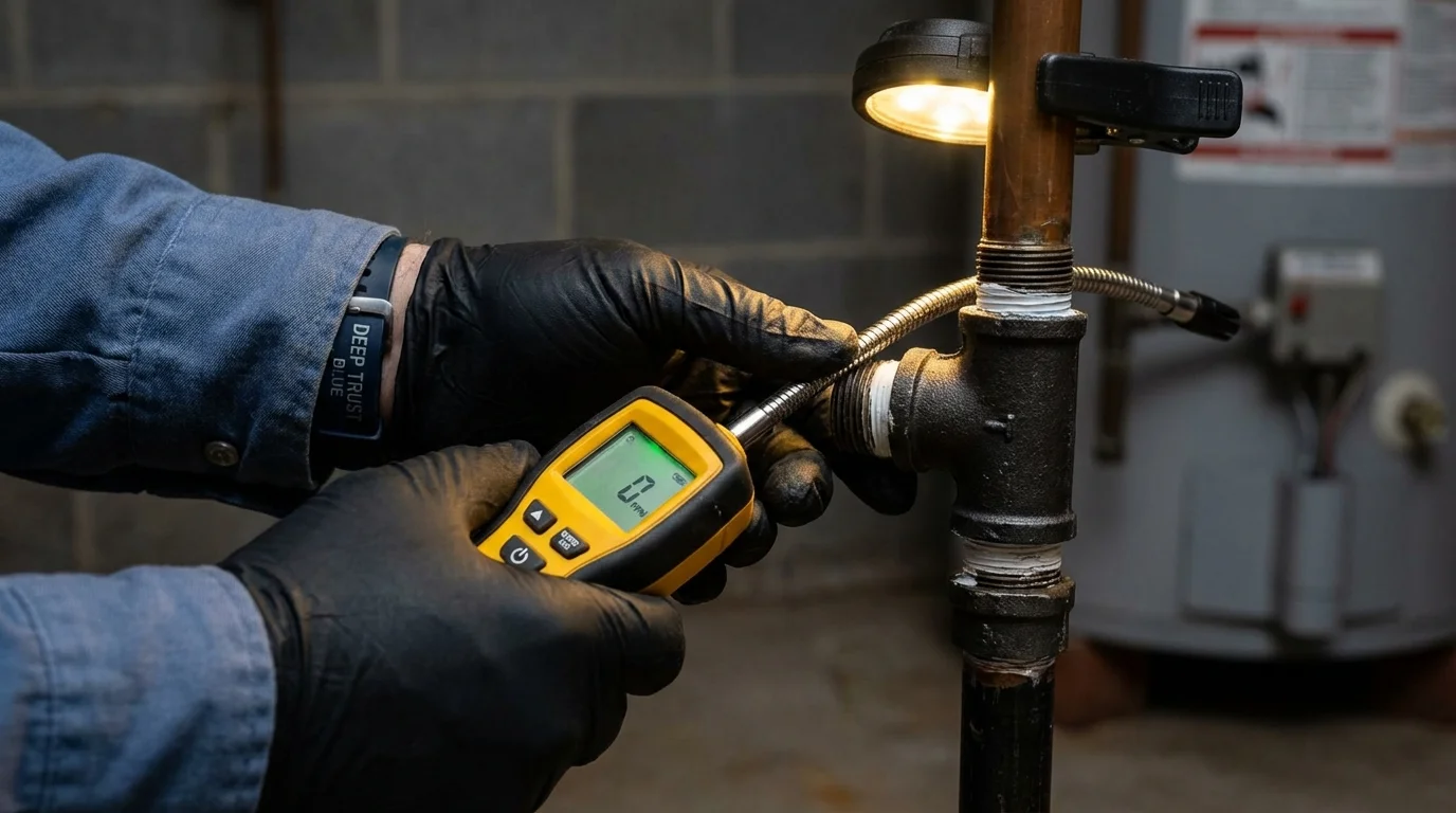 Gas leak detection with electronic sniffer by Johns Plumbing LLC in Clarkdale