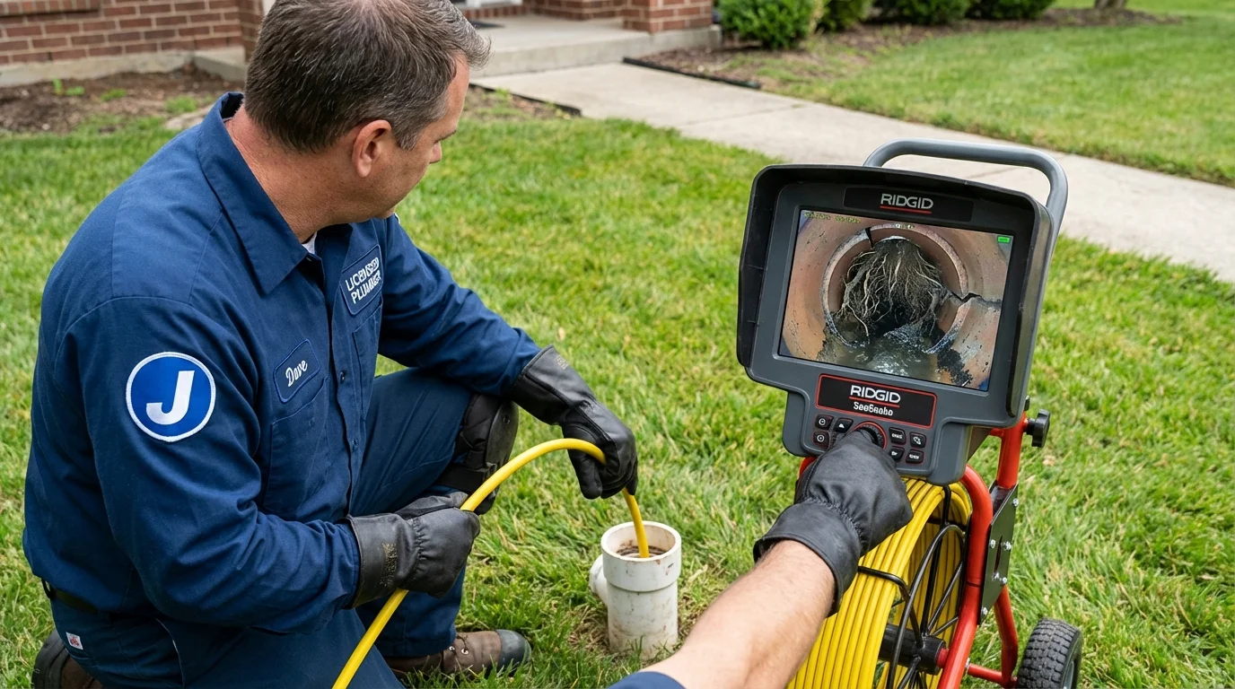 Sewer camera inspection being performed by Johns Plumbing LLC in Clarkdale