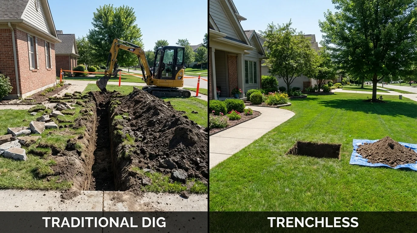 Trenchless sewer repair with minimal yard damage versus traditional excavation in Clarkdale, AZ